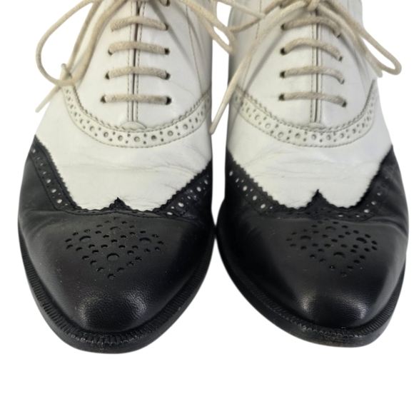 Robert Clergerie Leather Spectator Brogue Wingtip Oxford Shoes Black White Sz5.5 - Picture 5 of 16
